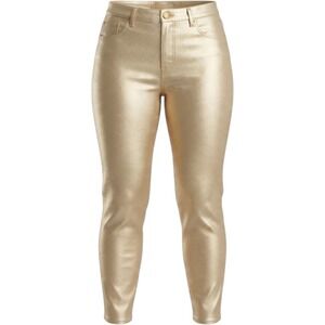 Kut from the Kloth Charlize Metallic Gold Champagne Jeans 12 Petite Hemmed Party